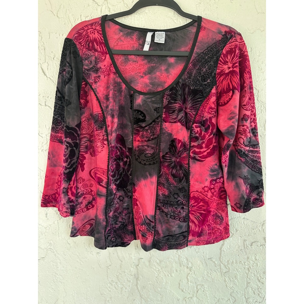 Sami + Jo‎ Womens XL Paisley Floral Burnout Velvet Top Whimsigoth Y2K Fairy